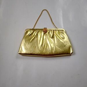 Retro Vintage HL USA Gold Metallic Women Handbag